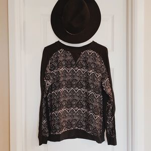 Mossimo Light Pink & Black Lace Print Pullover Sweater